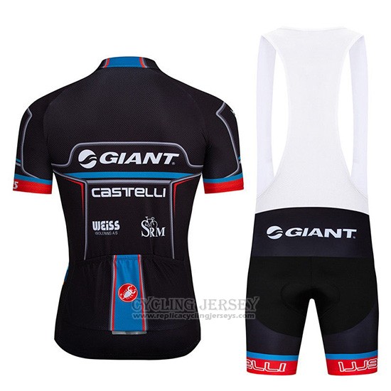2019 Cycling Jersey Giant Castelli Black Red Short Sleeve and Overalls